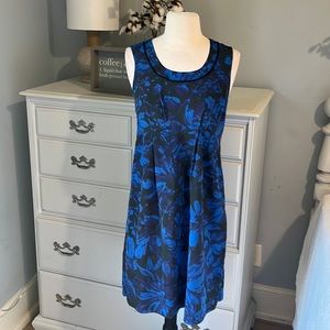 Simply Vera Dress Vera Wang Royal Blue Black Floral Womens 4 Silky Small